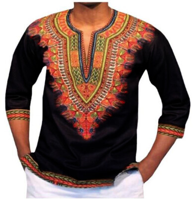 

men fashion folk style print tops