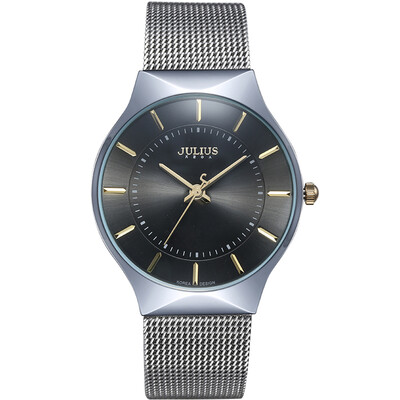 

Julius Watch Мода Серии Металлическая сетка Закаленное зеркало из стекла Водонепроницаемые кварцевые женские часы Розовое золото JA-728D
