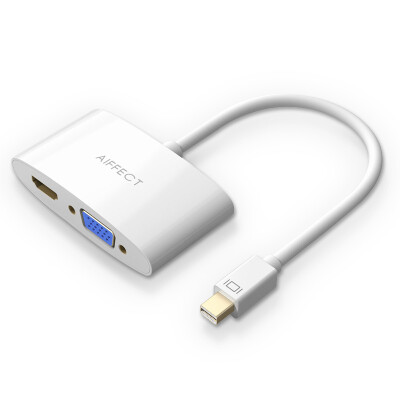 

AIFFECT CTHV21-WR02 Apple Mini Displayport to VGA / HDMI Combo Converter Lightning Interface Mini DP Adapter White