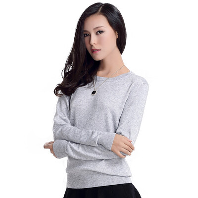 

MAZOE simple multi-color short section round neck collar knitted bottom sweater M3028 gray M