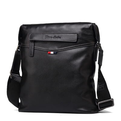 

American buffalo men's shoulder bag head layer leather leisure spare section backpack Messenger bag N2490-1B black