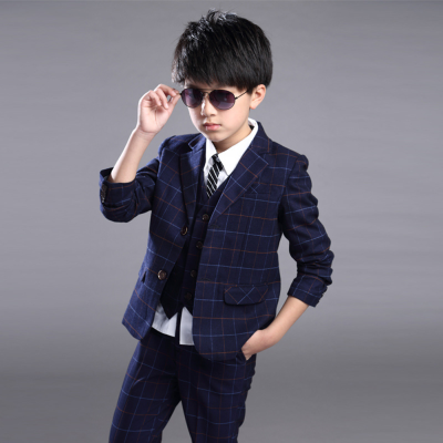 

2016 Fall New Style Boys Plaid Suit Three-piece Suit Clothing Sets Pant Sets