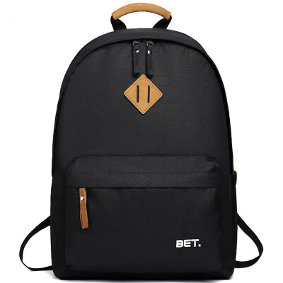 

BET. Korean travel bag youth impression male and female fashion simple leisure college student travel outdoor leisure sports shoulders canvas computer backpack 92018B black