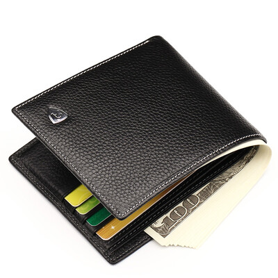 

AIM fashion leisure first layer of leather short paragraph men wallet multi-functional male card package cross-style Korean wallet wallet driver package Q003 brown