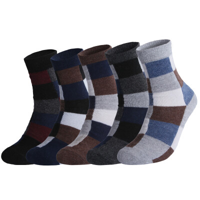 

Hengyuan Xiang rabbit wool socks in the tube thickening warm socks national wind jacquard female socks mixed color 5 pairs of equipment