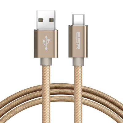 

ESR Type-C data cable USB20 Andrews mobile phone charging line for Huawei P9 glory V8 millet 5s music as Meizu PRO5 woven section - champagne gold