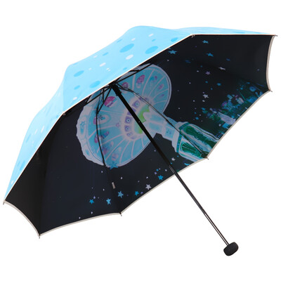 

Paradise umbrella UPF50 hit cloth Vinyl double-sided transfer three fold Mushroom sunny umbrella umbrella blue 30135ELCJ