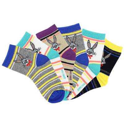 

LOONEY TUNES Lok A Tong Kids Socks Striped Ran Rabbit Hips Four Seasons Combed Cotton Cute Childlike Fun Baby Socks 6 Double Dress 18-20cm