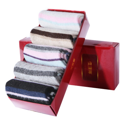 

Hengyuan Xiang rabbit wool socks in the tube thickening warm socks national wind jacquard female socks mixed color 5 pairs of equipment