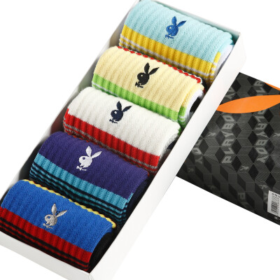 

Jingdong supermarket Playboy PLAYBOY sports socks men&39s socks male combed cotton comfortable warm socks stripes 5 double installed 26-28cm