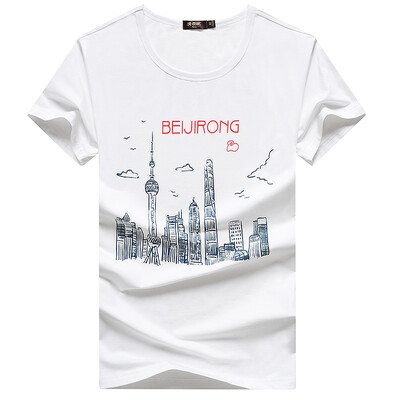 

Arctic cashmere Bejirog T-shirt Men's casual fashion round neck short sleeve T-shirt BJ3308 white 3XL