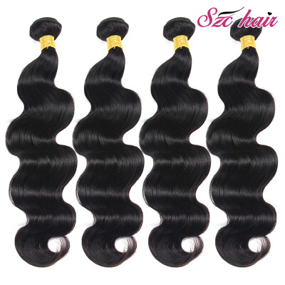 

7A Grade 4PCS Lot Malaysian Virgin Hair Weaves Unprocessed Malaysian Body Wave Human Hair Weave Wavy SZC Beauty Hair Products