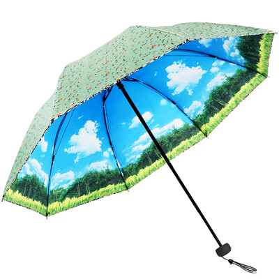 

Paradise Umbrella UPF50 Double Belt Velcro Vintage Flower Triangle Sun umbrella Umbrella 31819E GREEN