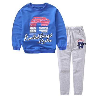 

KIDS MAM & DAD Kids & Casual Set Big Tong Set Long Sleeve T-Shirt Pants Sweater 52412 Blue 150