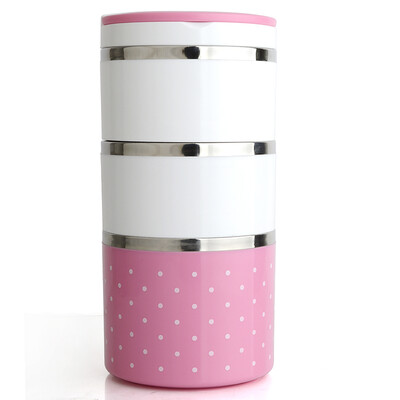 

Jilui lunch box / mention pot love series of stainless steel three-layer insulation lunch lunch box combination with wave point pink TB-203 fresh meal sub-meal box