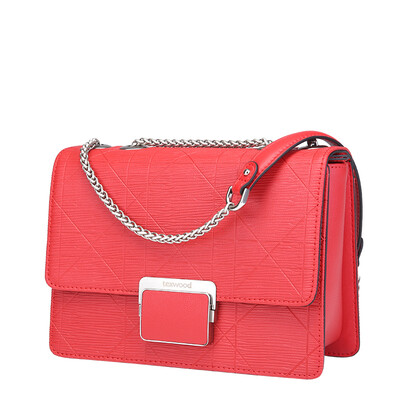 

Texwood shoulder bag female chain bag female leather square bag small fragrance style fashion trend European and American women Messenger bag Z16I0121-02 red