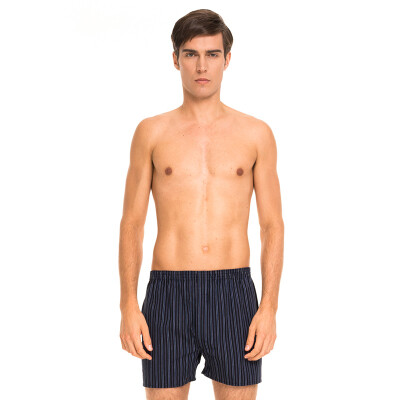 

Jingdong supermarket] three guns men's cotton Arrow pants cotton yarn-dyed home leisure men's shorts blue black strip