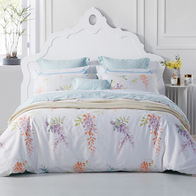

Tang bed products home textiles twill printing four sets of cotton bed sheet sets of Dongguan flowers petals purple 15 meters bed 200 230cm