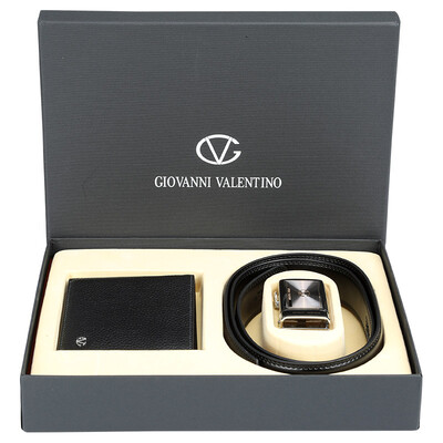

Business Men's Leather Belt and Wallet in Gift Box, Black