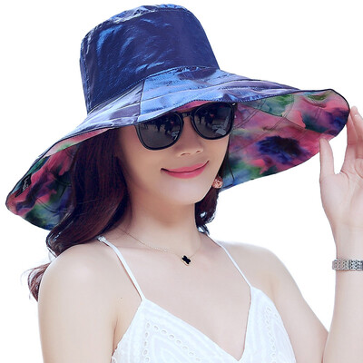 

Lan Shiyu M0280 summer sun hat female big along the sun hat double sunscreen beach hat dark blue
