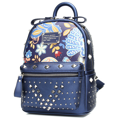 

Venuco original printing rivets handbags shoulder bag retro leisure college wind wild mini backpack S196 black