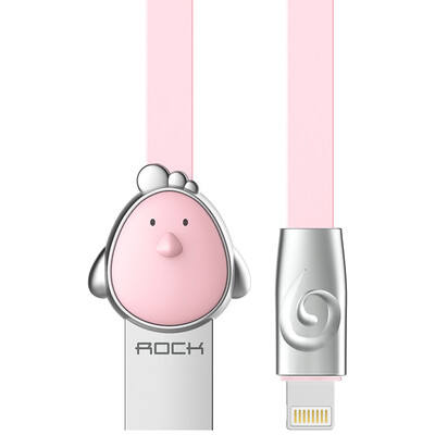 

ROCK Cartoon Charging Cable for iPhoneX 10 8Plus 7 6s SE 5 iPad 1m pink chicken