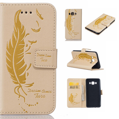 

Golden Plumes and birds Embossed PU Leather Wallet Case Classic Flip Cover with Stand Function and Credit Card Slot for SAMSUNG Ga