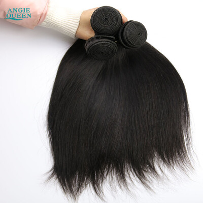 

AngieQueen Hair Company Malaysian Virgin Hair Straight 3Bundles Unprocessed Human Hair Weave Malaysian Straight Hair Natural Black