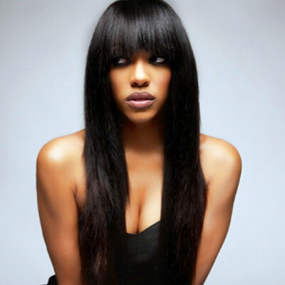 

NLW Malaysian virgin human hair Full lace wigs Silk straight Glueless wigs with bangs for black women