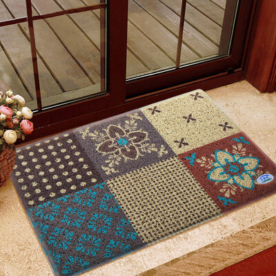 

американский сайт (LIDIMEI) Doormat коврики тряпка гостиной цвета коробки кольца светло-бежевый шелк синий основной цвет зеленый дно 45 * 75см ПВХ сетки колодки