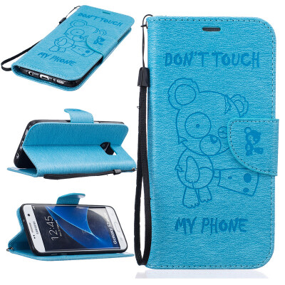 

Light Blue Bear Embossed PU Leather Wallet Case Classic Flip Cover with Stand Function and Credit Card Slot for SAMSUNG GALAXY S7