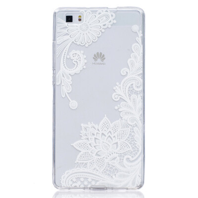 

Lace flowers Pattern Soft Thin TPU Rubber Silicone Gel Case Cover for HUAWEI P8 Lite