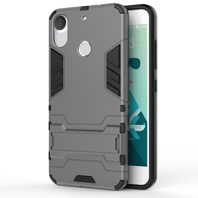

Gray Slim Robot Armor Kickstand Shockproof Hard Rugged Rubber Back Case For HTC Desire 10 Pro