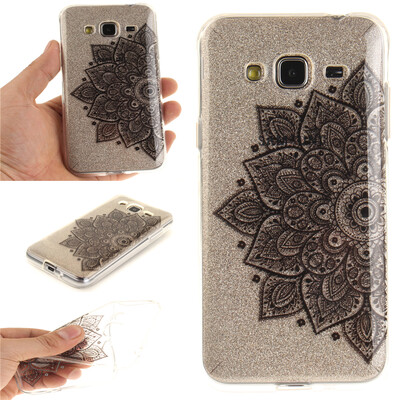 

Black half flower Pattern Soft Thin TPU Rubber Silicone Gel Case Cover for Samsung Galaxy J3J310