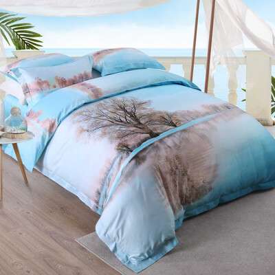 

BoYing Home Textiles BEYOND Bedding Set Long-staple cotton satin luxury cotton four-piece 15 m bed blue drop beads 200 230cm