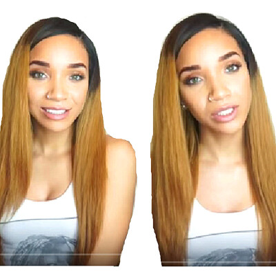 

N..W. Brazilian virgin human hair Lace front wigs Silk straight Ombre 1b/27 color Glueless wigs for black women