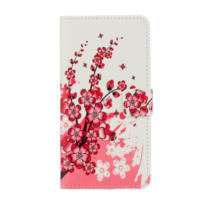 

Plum Blossom Design PU Leather Flip Cover Wallet Card Holder Case for Samsung J2 Prime