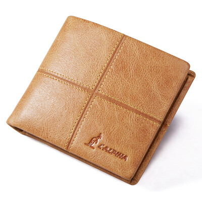 Alpina kangaroo ('ALPINA) fashion men's wallet short section first layer of leather multi-card large-capacity wallet retro men's wallet 663052203 yellow brown