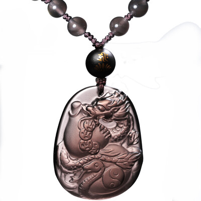 

Cixi Pavilion ice kind of obsidian dragon snake Pao-year-old pendant is a chicken's life mascot amulet necklace male and female models