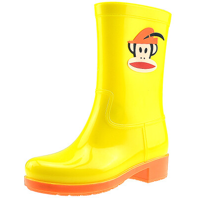 

PaulFrank mouth monkey rain boots fashion boots in the tube color water shoes PF1011 yellow 40 yards