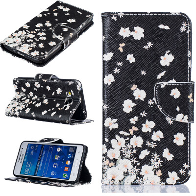 

Small white flowers Design PU Leather Flip Cover Wallet Card Holder Case for SAMSUNG GALAXY Grand Prime G530