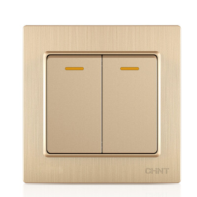 

Zhengtai CHNT socket panel double open double control switch panel brushed gold 7L series NEW7-L00402A