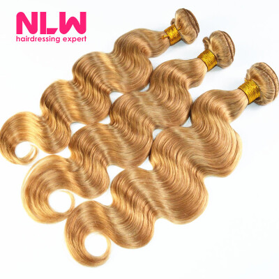 

N..W. 10A Brazilian virgin human hair 3 bundles Body wave hair extensions #27 Dark blonde color