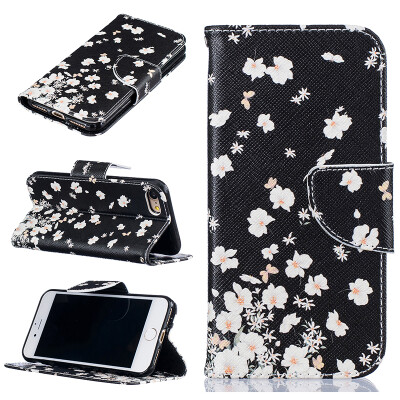 

Small white flowers Design PU Leather Flip Cover Wallet Card Holder Case for IPHONE 7