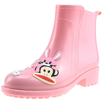 

PaulFrank mouth monkey rain boots fashion hand - painted rain boots waterproof plastic shoes cover shoes PF1009 pink 38 yards