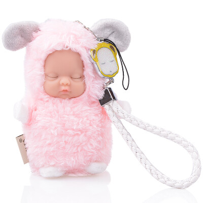 

Bibo (BIEBER) Mini Super Meng small ornaments series sleep dolls to appease dolls plush doll toys simulation baby to appease toys high 10CM sheep sheep pink