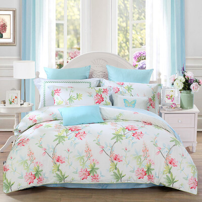 

Mercury Home Textiles MERCURY Bedding Four-piece Cotton Cotton Twill Print Quilt Bed Sheet Flower Shadow Filipino Plus Double 18m Bed