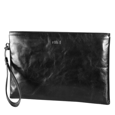 

AIM hand bag male leather envelope bag cowhide men handbag male bag holding bag large capacity soft leather hand holding bag S010 black