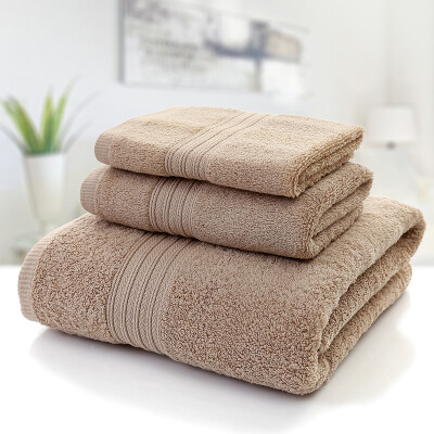 

Silk cotton towel towel towel three-piece cotton mattress strong absorbent A thickening combed Egyptian cotton gift box soft&comfortable fine years series dark brown