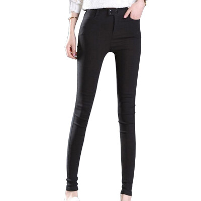 

Fubixi FUBIXIAN Korean casual wild high waist elastic foot pencil pants K5188 black
